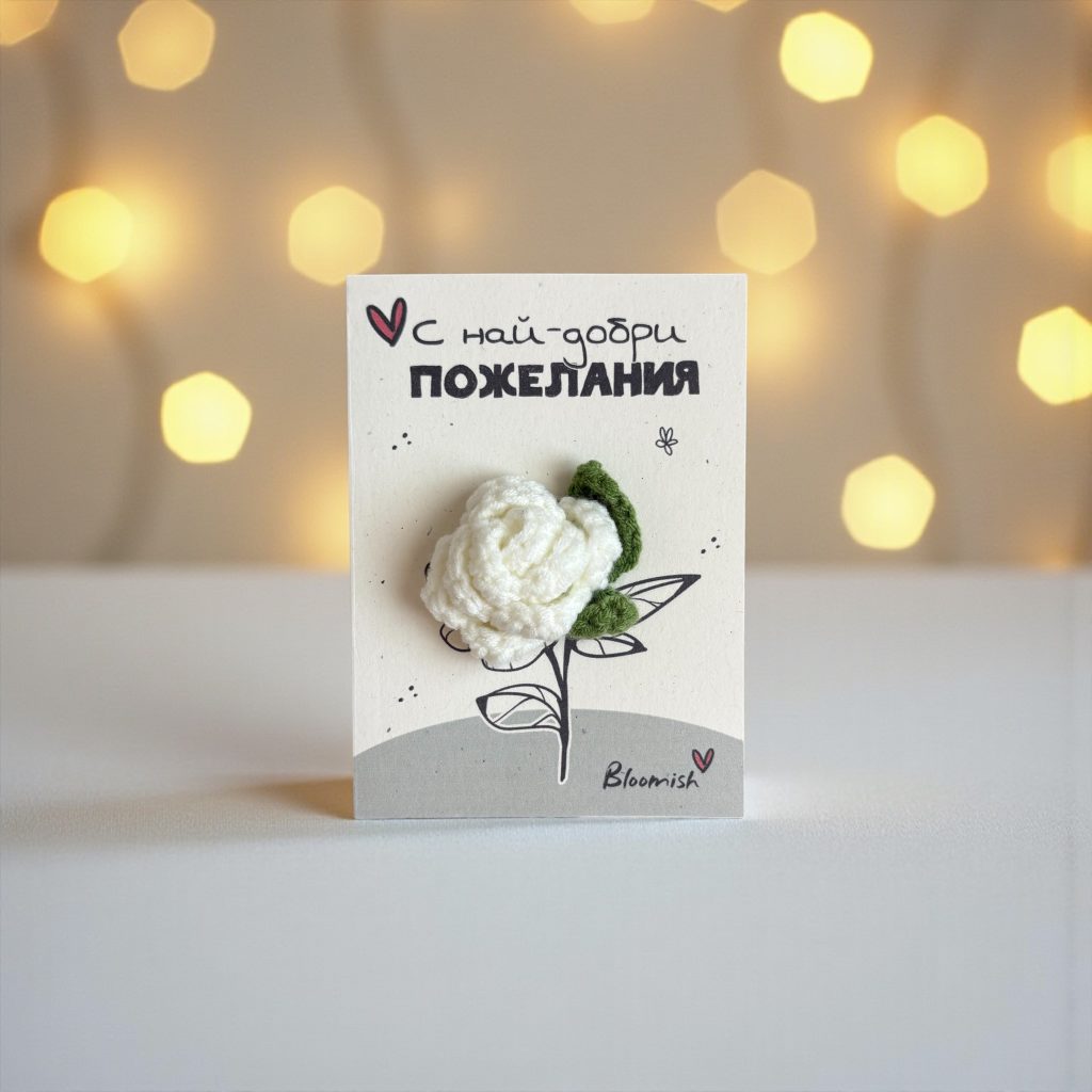 Картичка с плетено цвете - Роза