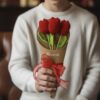 Букет с три червени лалета